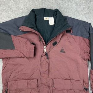 VTG Nike ACG Jacket Mens Large Burgundy Zip Pullover Nylon Fleece Lined Outdoors